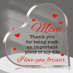 Acrylic Heart Mom Plaque