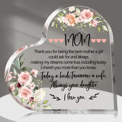 Acrylic Heart Mom Plaque