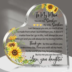 Acrylic Heart Mom Plaque