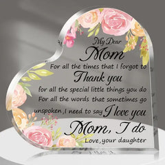 Acrylic Heart Mom Plaque