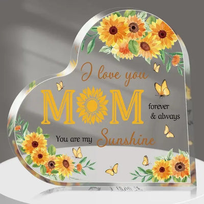 Acrylic Heart Mom Plaque